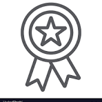 Reward line icon badge and medal award sign Vector Image